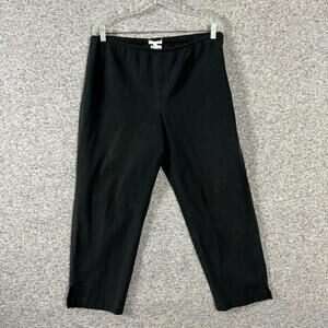 Eileen Fisher Women's Size Large Black Straight Leg Cropped Side Zip Pants